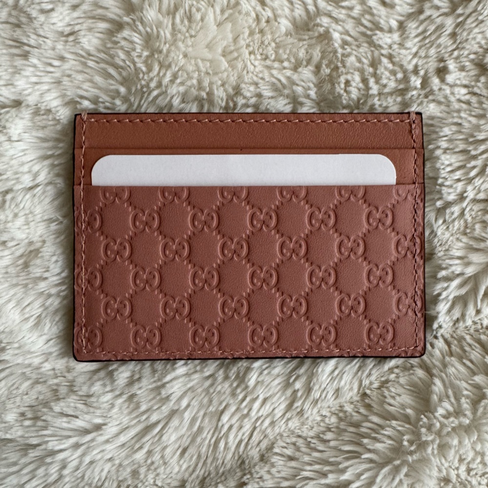 Gucci | Authentic Pink Leather Microguccissima‎ Card Holder - Picture 2 of 6
